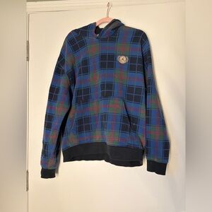 Jordan Men’s Blue & Green Plaid Crewneck Hoodie